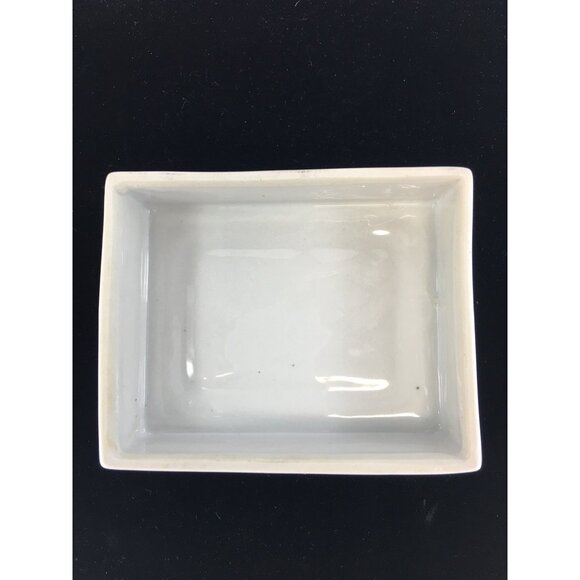 Vintage Blue & White Jewelry Trinket Box Porcelain Square Floral with Lid - Picture 9 of 16